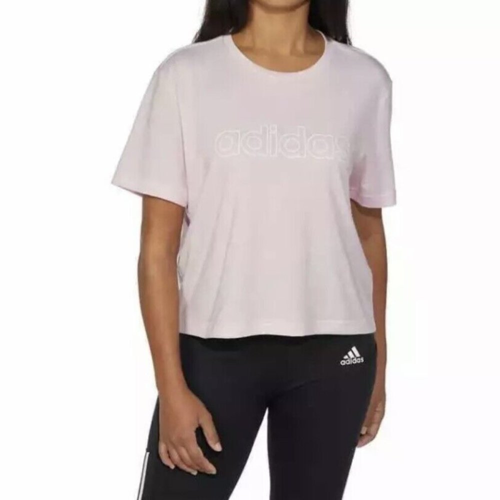Adidas Ladies' Logo Crop Tee in  pink